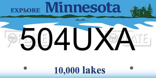 504UXA Minnesota License Plate