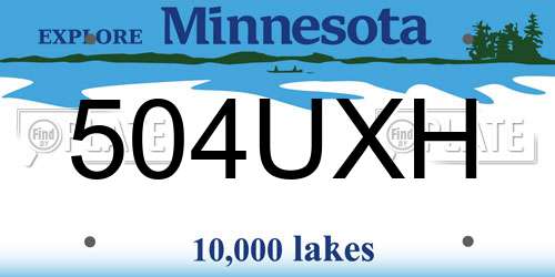 504UXH Minnesota License Plate