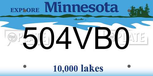 504VB0 Minnesota License Plate
