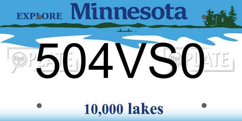 504VS0 Minnesota License Plate