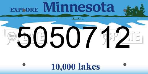 5050712 Minnesota License Plate