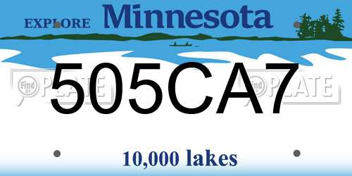 505CA7 Minnesota License Plate