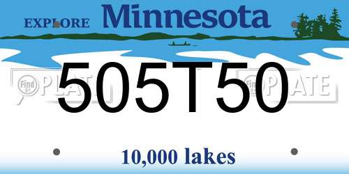 505T50 Minnesota License Plate