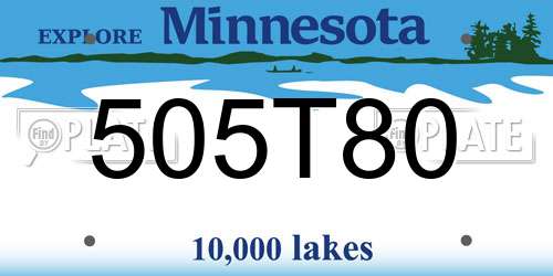 505T80 Minnesota License Plate