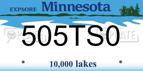 505TS0 Minnesota License Plate