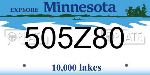 505Z80 Minnesota License Plate