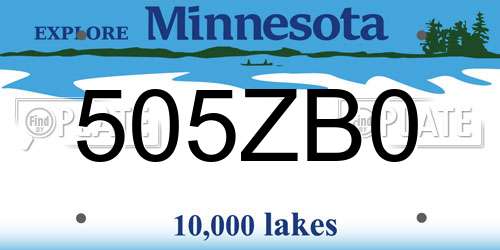 505ZB0 Minnesota License Plate