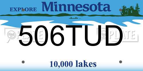 506TUD Minnesota License Plate