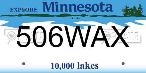 506WAX Minnesota License Plate