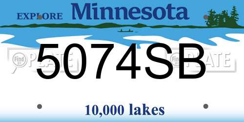 5074SB Minnesota License Plate