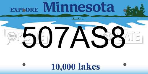 507AS8 Minnesota License Plate