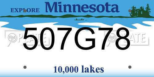507G78 Minnesota License Plate