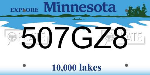 507GZ8 Minnesota License Plate