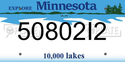 50802I2 Minnesota License Plate