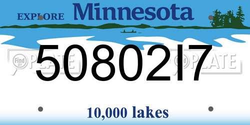 50802I7 Minnesota License Plate