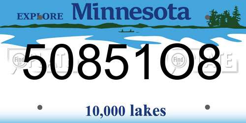50851O8 Minnesota License Plate