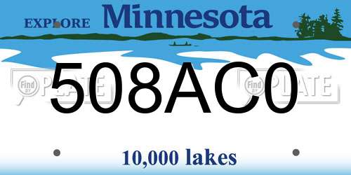 508AC0 Minnesota License Plate