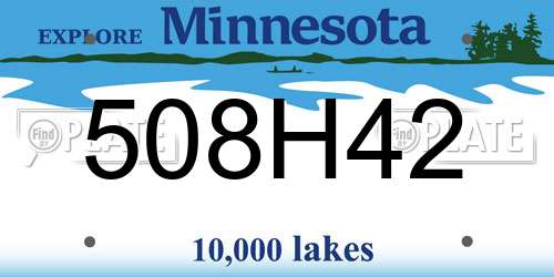 508H42 Minnesota License Plate
