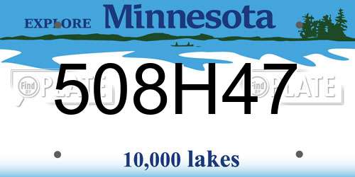 508H47 Minnesota License Plate