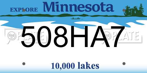 508HA7 Minnesota License Plate