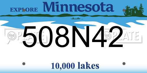 508N42 Minnesota License Plate