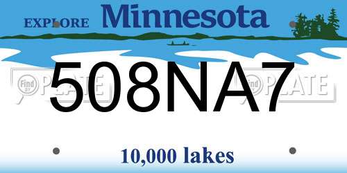 508NA7 Minnesota License Plate