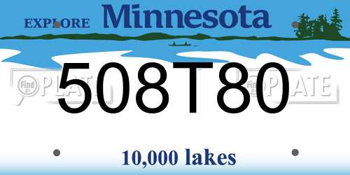 508T80 Minnesota License Plate