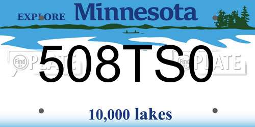 508TS0 Minnesota License Plate