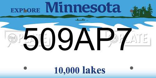 509AP7 Minnesota License Plate