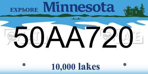 50AA720 Minnesota License Plate