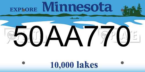 50AA770 Minnesota License Plate