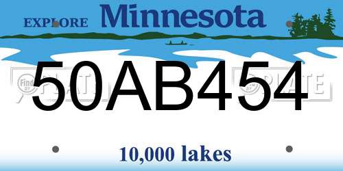 50AB454 Minnesota License Plate