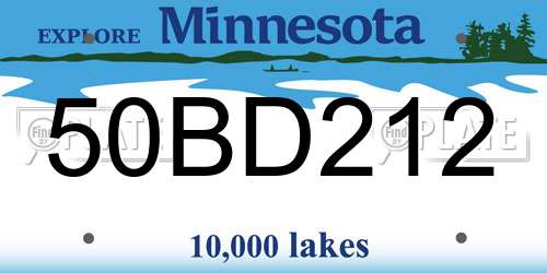 50BD212 Minnesota License Plate
