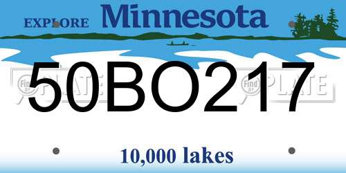 50BO217 Minnesota License Plate