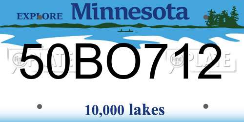 50BO712 Minnesota License Plate
