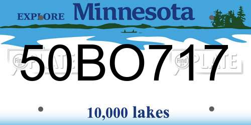 50BO717 Minnesota License Plate