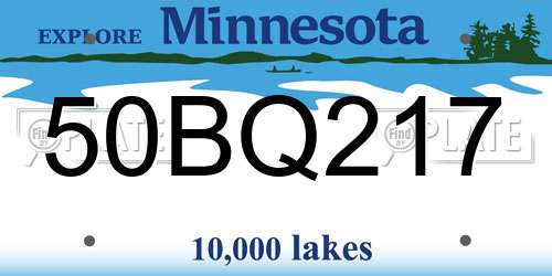 50BQ217 Minnesota License Plate