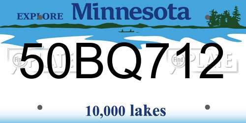 50BQ712 Minnesota License Plate