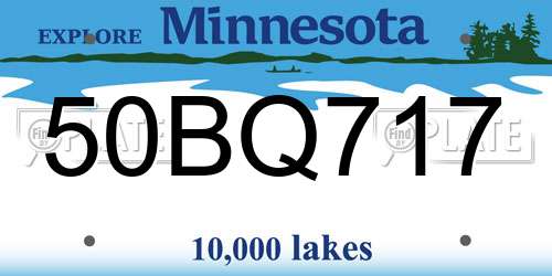50BQ717 Minnesota License Plate