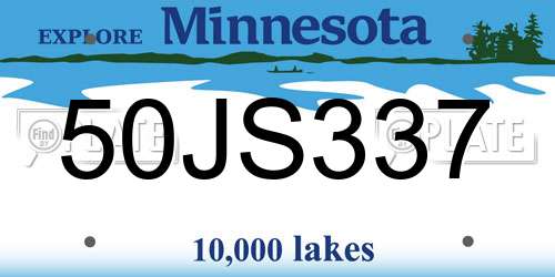 50JS337 Minnesota License Plate