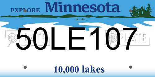 50LE107 Minnesota License Plate
