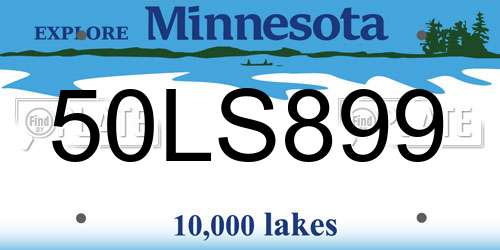 50LS899 Minnesota License Plate