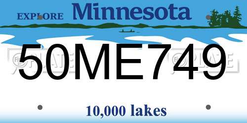 50ME749 Minnesota License Plate