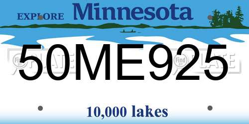 50ME925 Minnesota License Plate