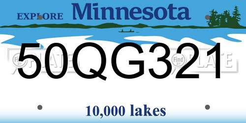 50QG321 Minnesota License Plate
