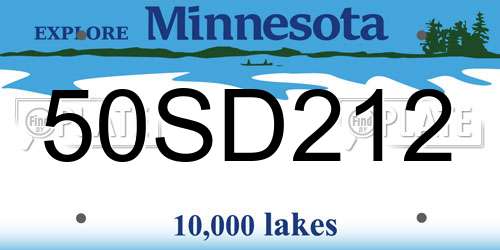 50SD212 Minnesota License Plate