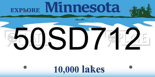 50SD712 Minnesota License Plate