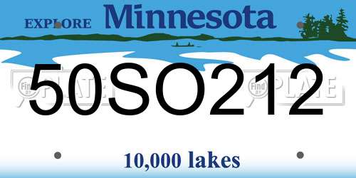 50SO212 Minnesota License Plate