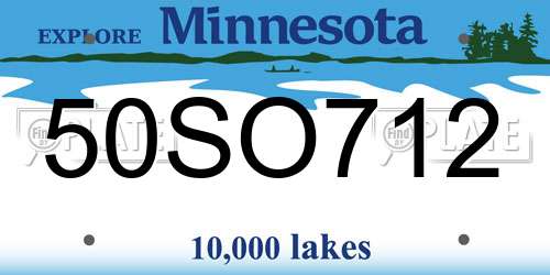 50SO712 Minnesota License Plate