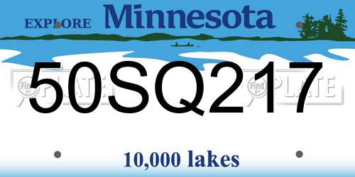 50SQ217 Minnesota License Plate